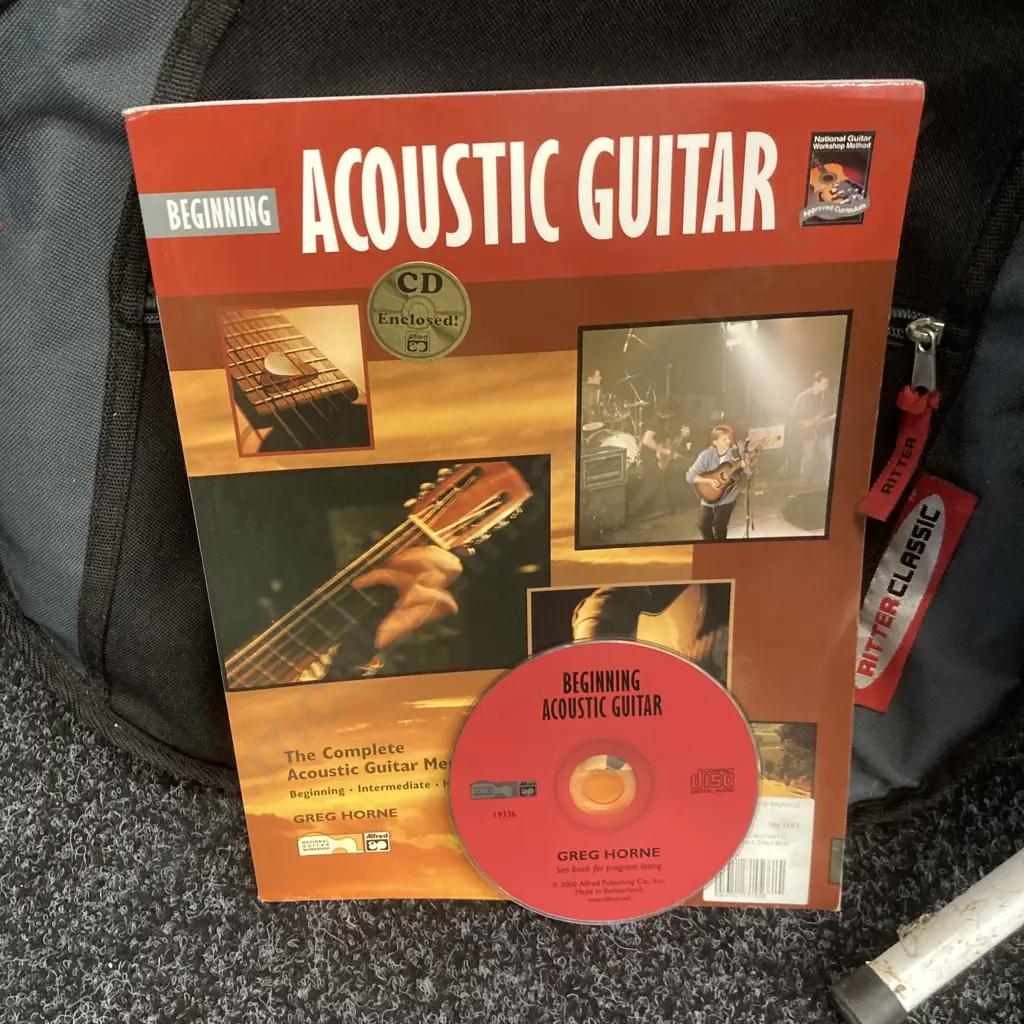 Sonic Blue/Black Acoustic Guitar With Greg Horne's Beginning Acoustic Guitar Book & CD With Ritter Classic Guitar Bag Image 1++